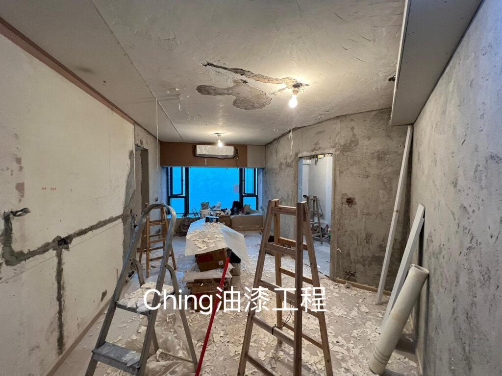 油漆工程-680呎海景房剷底批灰油油